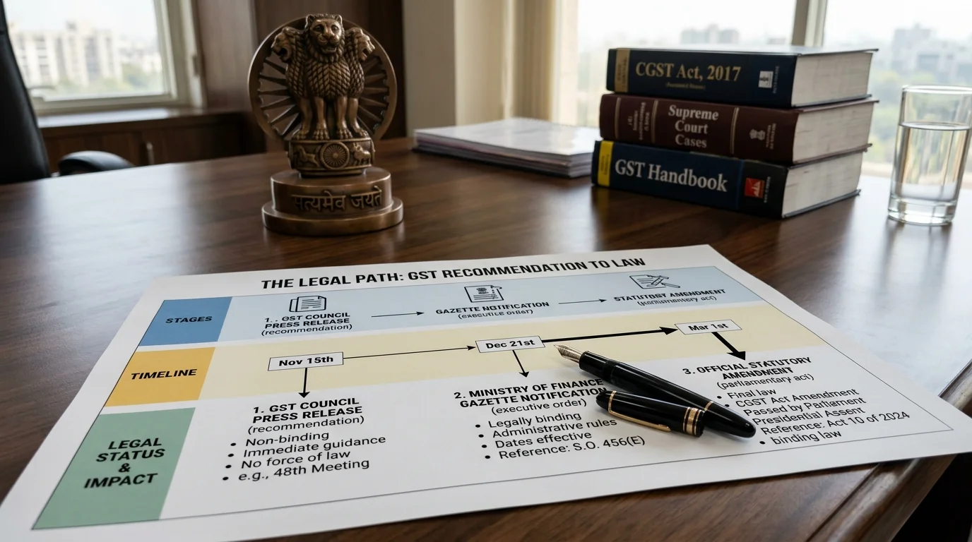 GST Council Recommendations vs Statutory Notifications: When Does a GST Decision Become Enforceable Law?